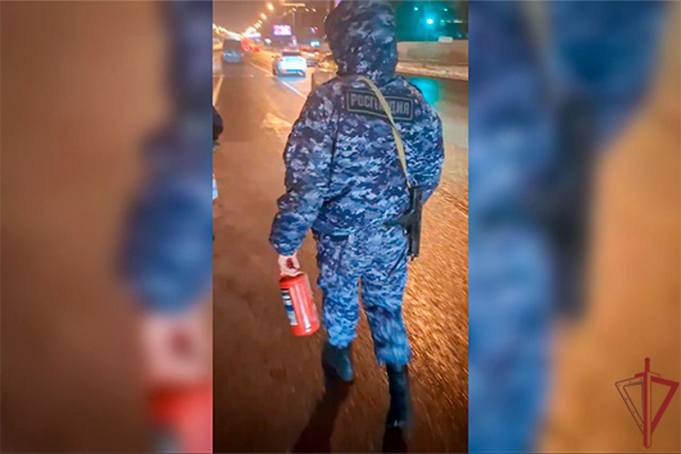 Росгвардейцы оперативно потушили загоревшийся снегоуборщик на Каширском шоссе (видео)